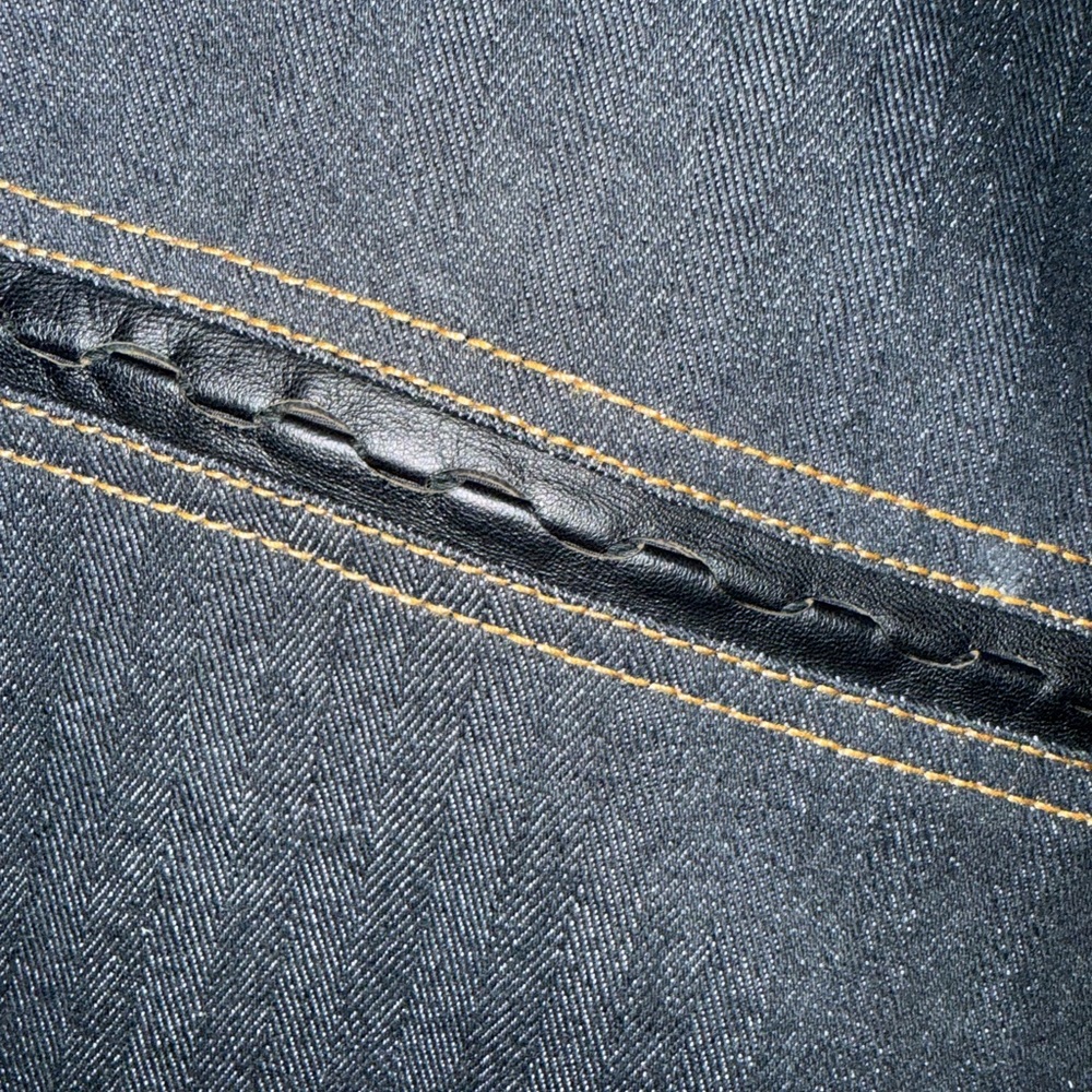 💋Etcetera Blue denim Pencil Skirt with‎ Brown Stitching - Picture 3 of 6